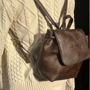 brandy melville mini brown leather backpack